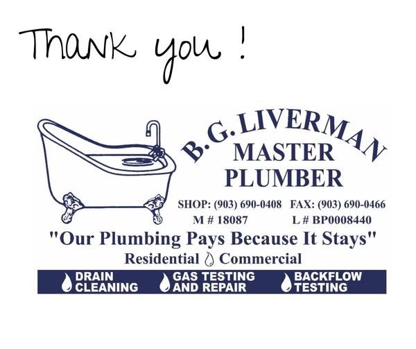 B.G. Liverman, Master Plumber