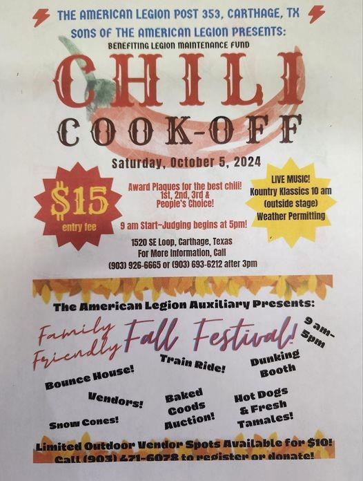 American Legion Post 353 Chili Cook-Off & Fall Festival