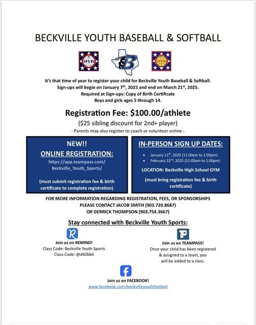 Beckville Youth Baseball & Softball