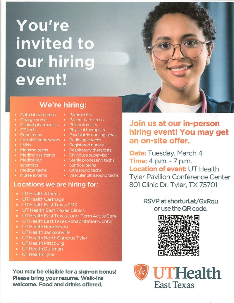 UT Health East Texas Hiring Event